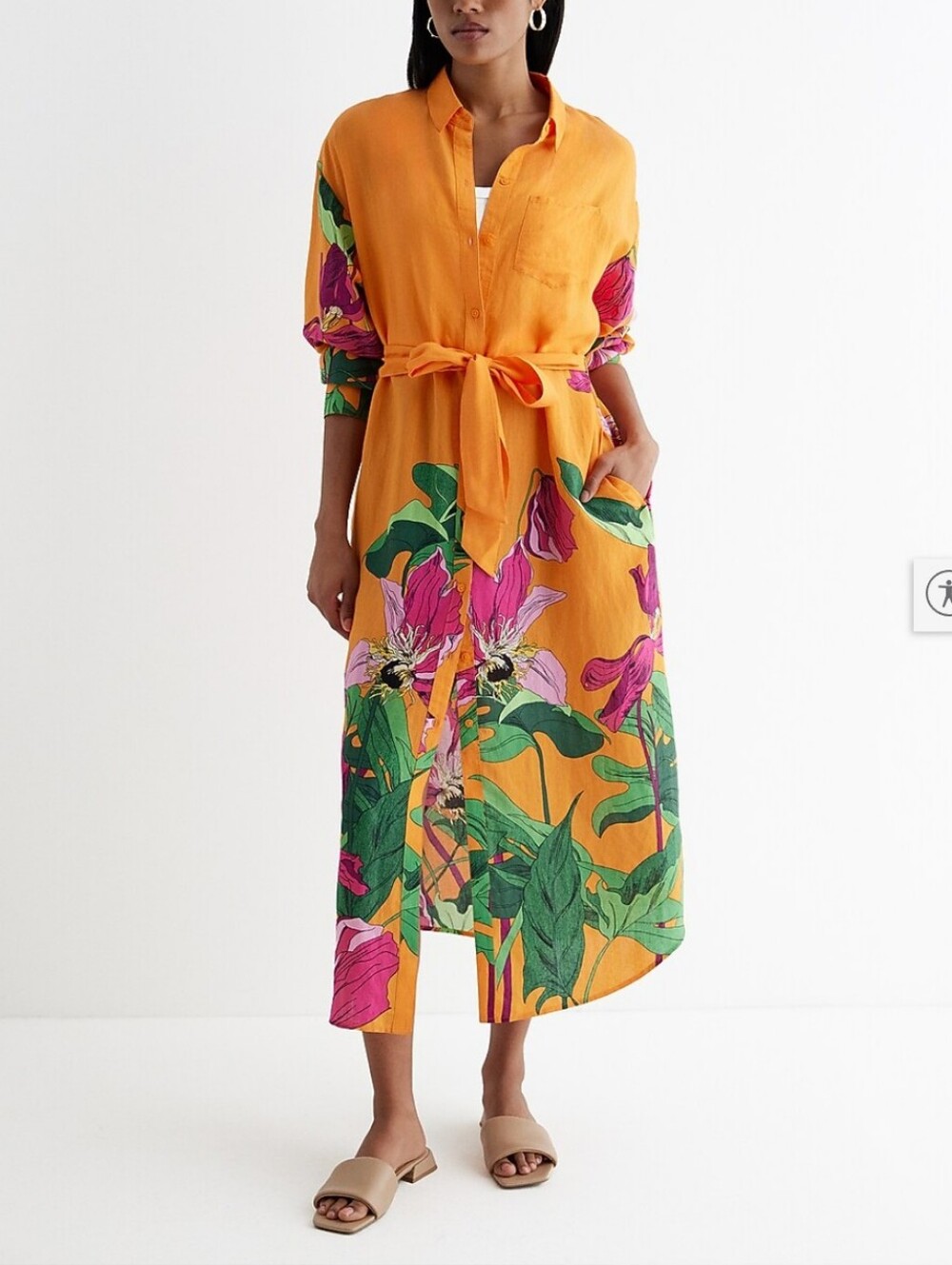 Express Floral Button-Front Floral Shirt Dress FarmRio Vibes - Picture 5 of 8